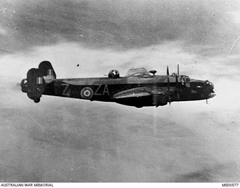 Halifax W1176 returning from a Tobruk raid c. July 1942