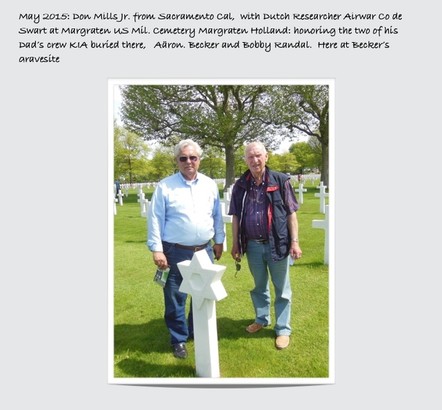 Margraten, Holland:  2015 >  Mills Jr. at the Gravesite of one of his Father's buddies KIA.ies