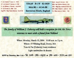 2004: Dover, Ma. USA / Invitation to USAAF Vets to meet 'Friends from Holland'