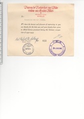 US Army Awarding Document for Emile Joris, Belgian helper