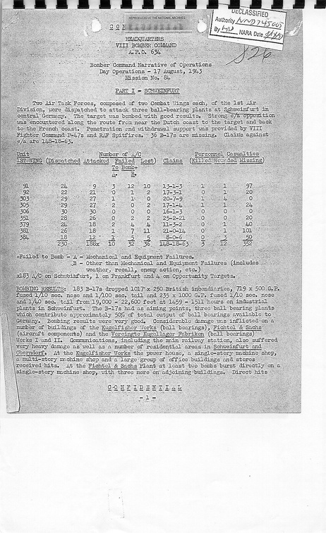 Aug 17 1943 Ops Rpt pg1
