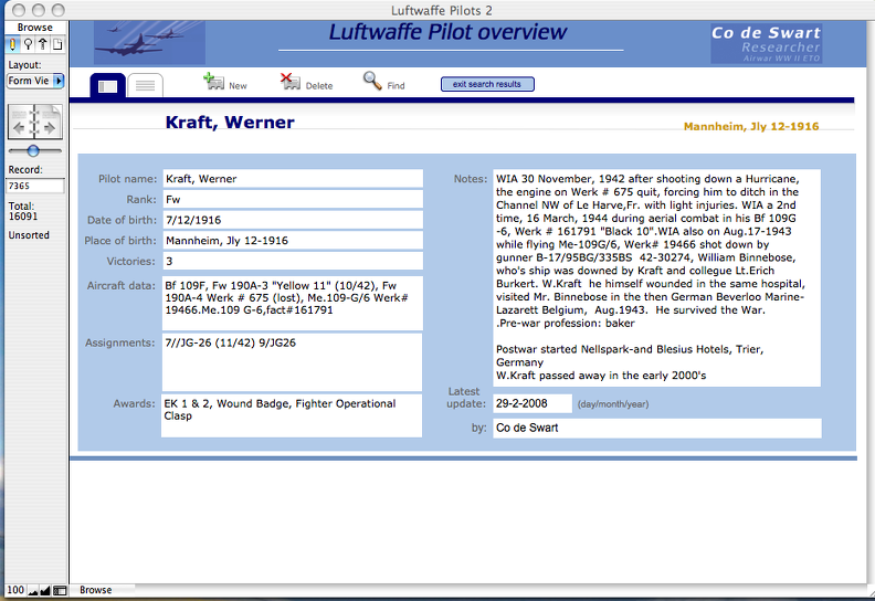 File Luftwaffe Pilot career Werner Kraft