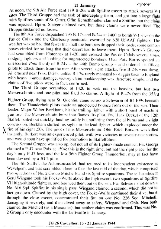 Report on Burkert being KIA 1944
